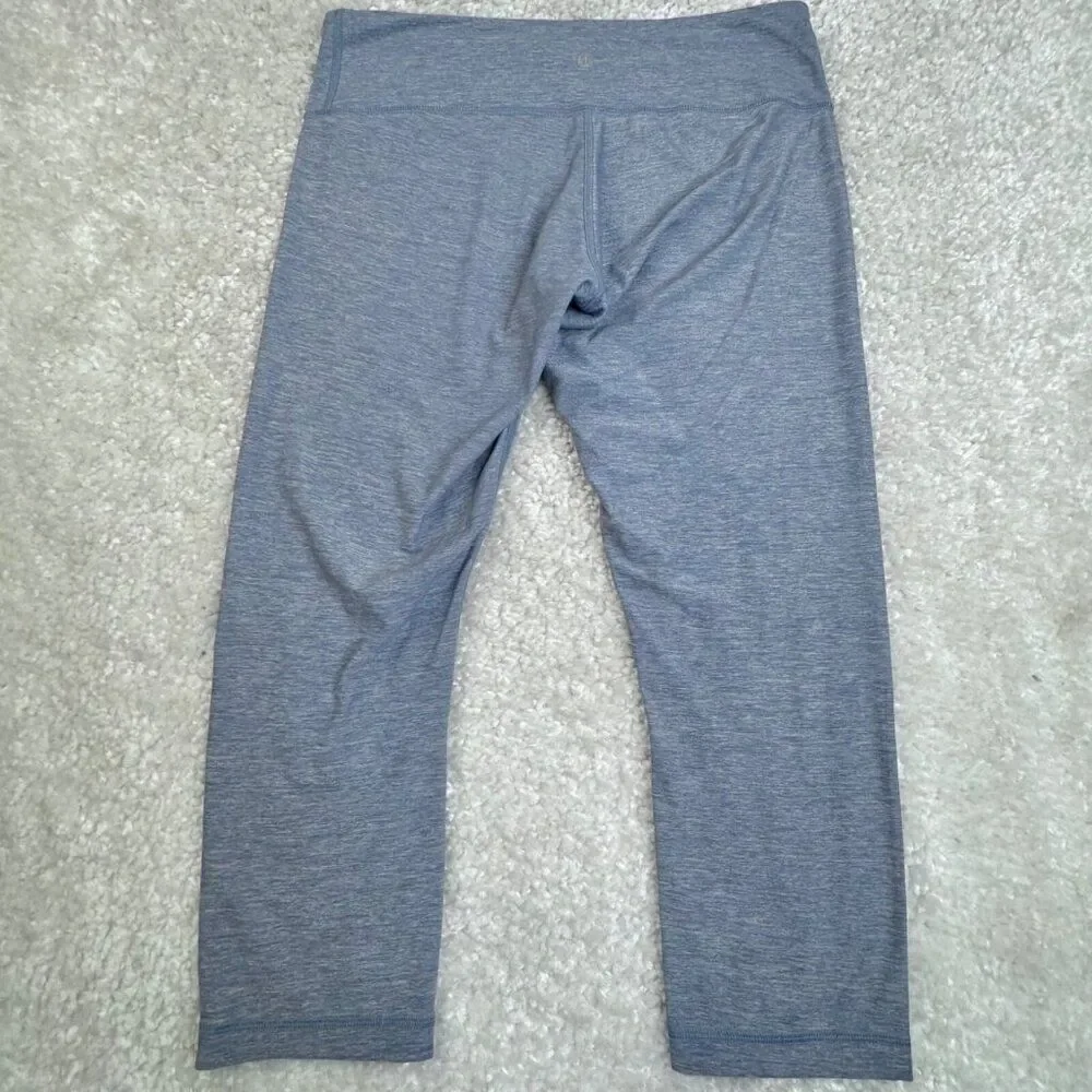 Lululemon Wunder Under Crop Legging Heathered Denim Blue 10 FLAW
